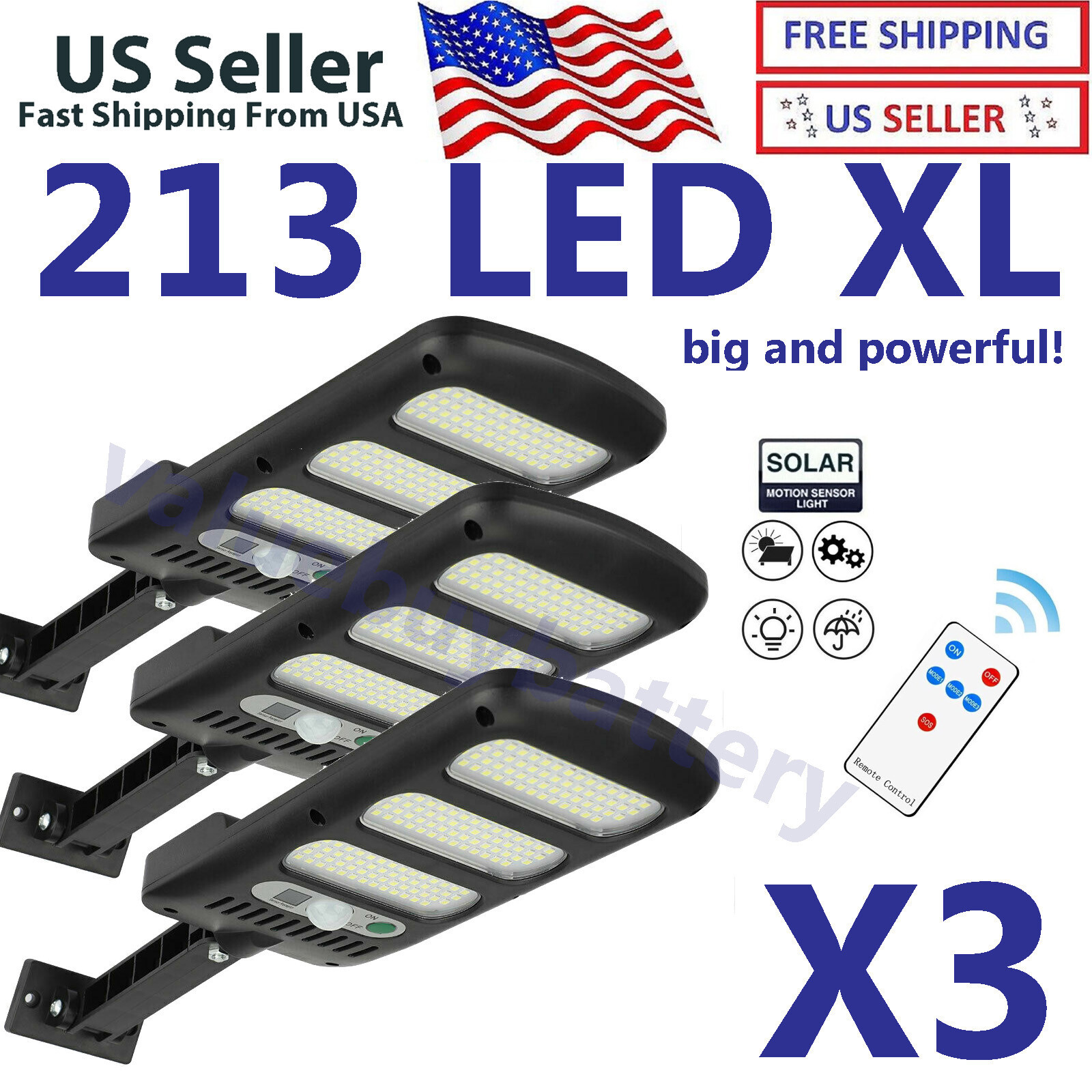 3PCS Outdoor Solar Wall Light LED Motion Sensor Bright Flood Street Lamp 3 Mode gallery