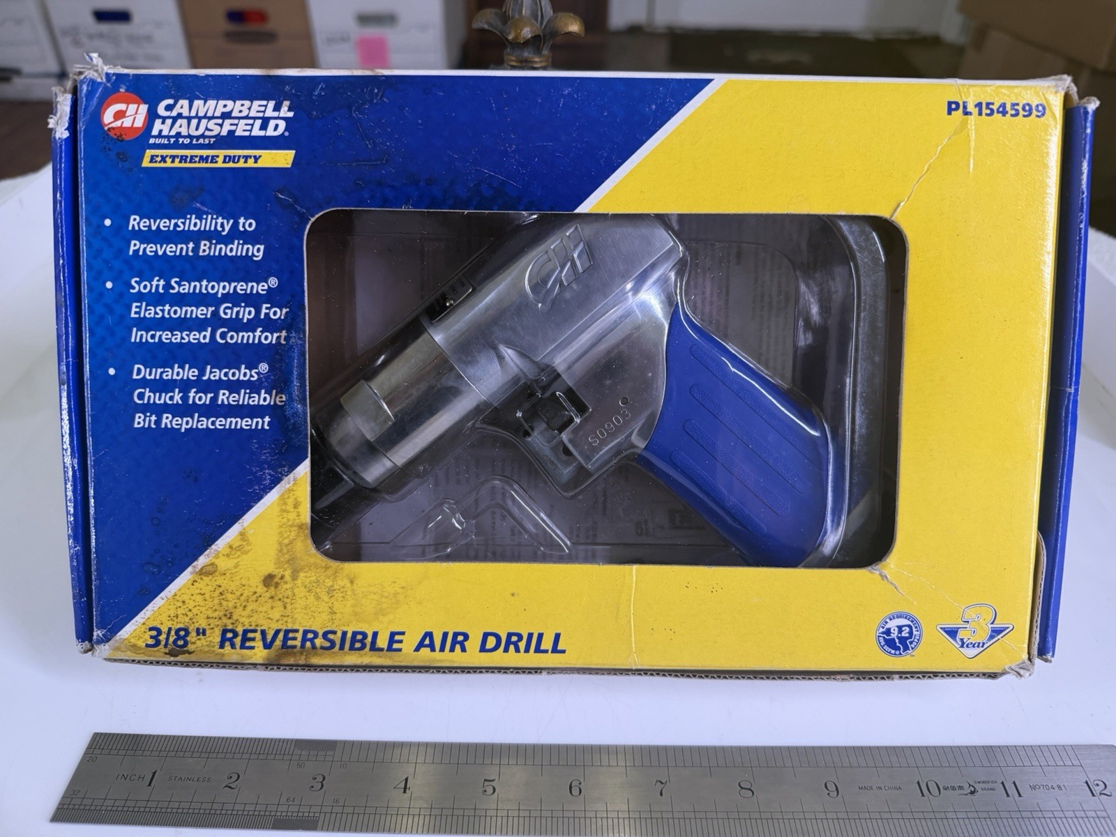 Campbell Hausfeld PL154599 3/8” Reversible Air Drill NOS Open Box – Jacobs Chuck gallery