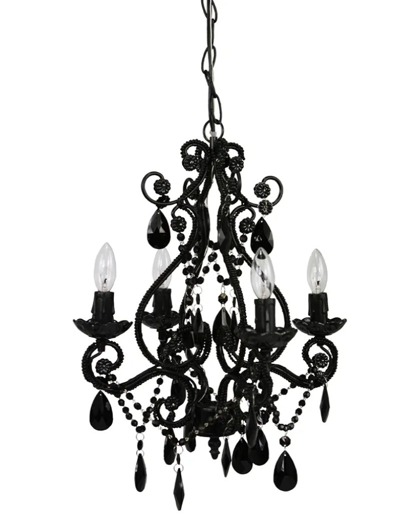 4-Bulb Gothic Plug-In or Hardwired Candelabra Chandelier, Black 14" x 14" x 17" gallery
