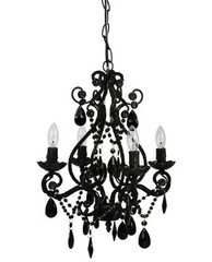 4-Bulb Gothic Plug-In or Hardwired Candelabra Chandelier, Black 14″ x 14″ x 17″