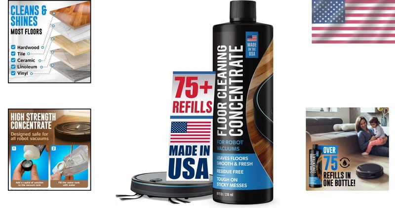 Effortless Floor Care: 75+ Refills Robot Vacuum Cleaning Solution - Made in USA gallery