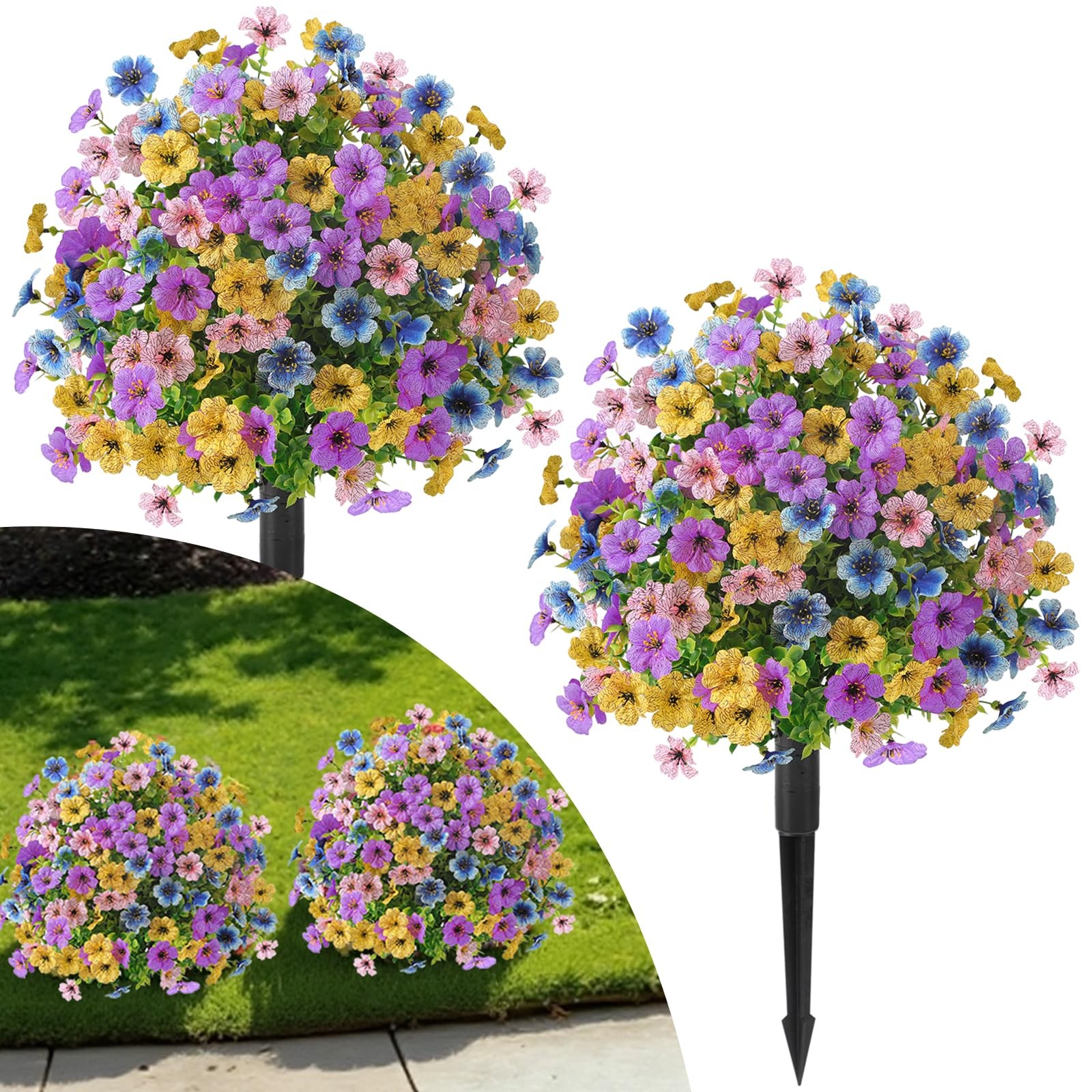 2Pcs 20" Artificial Topiary Ball Flowers for Outdoors, Spring Decoration with... gallery