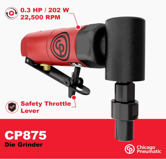 Chicago Pneumatic CP875 1/4" Air Angle Die Grinder 22500 RPM gallery