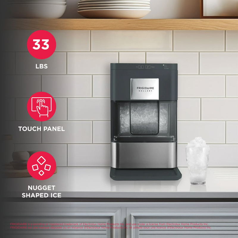 Frigidaire Gallery 33 lbs. Touchscreen Nugget Ice Maker, Stainless Steel Accent, gallery