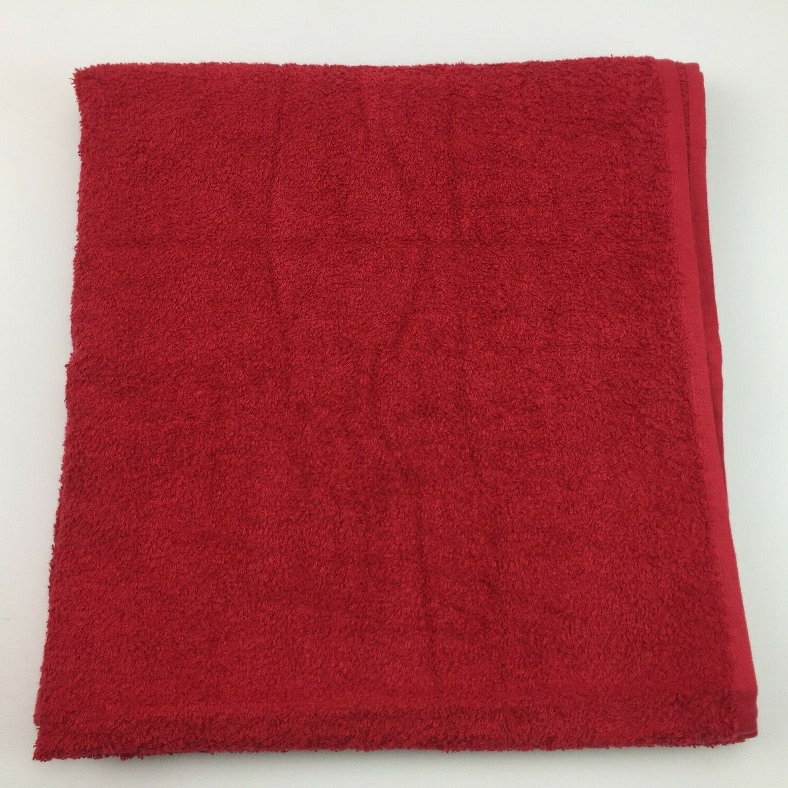Main Stays Really Red Bath Linen Towel White Stitching 27in x 58in gallery