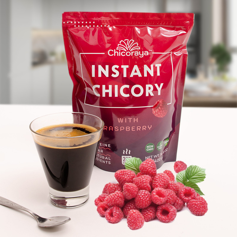 CHICORAYA Coffee Alternative Beverage Blend Chicory Root Powder 14.1oz Raspberry gallery
