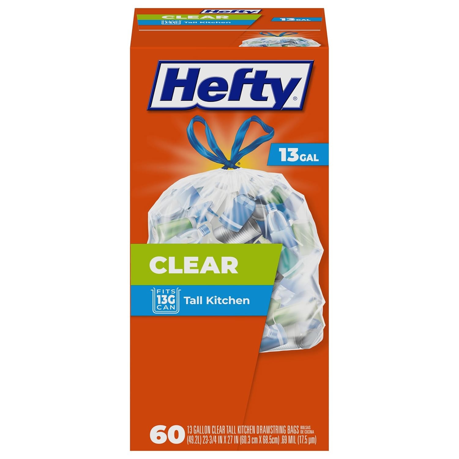 Hefty 13 Gallon Clear Heavy Duty Recycling Trash Bags 60 Count Packaging Varies gallery