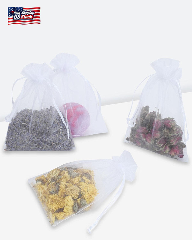 Kslong 100PCS Small Mesh Bags Drawstring 3X4, Sheer Organza Bags Drawstring for gallery