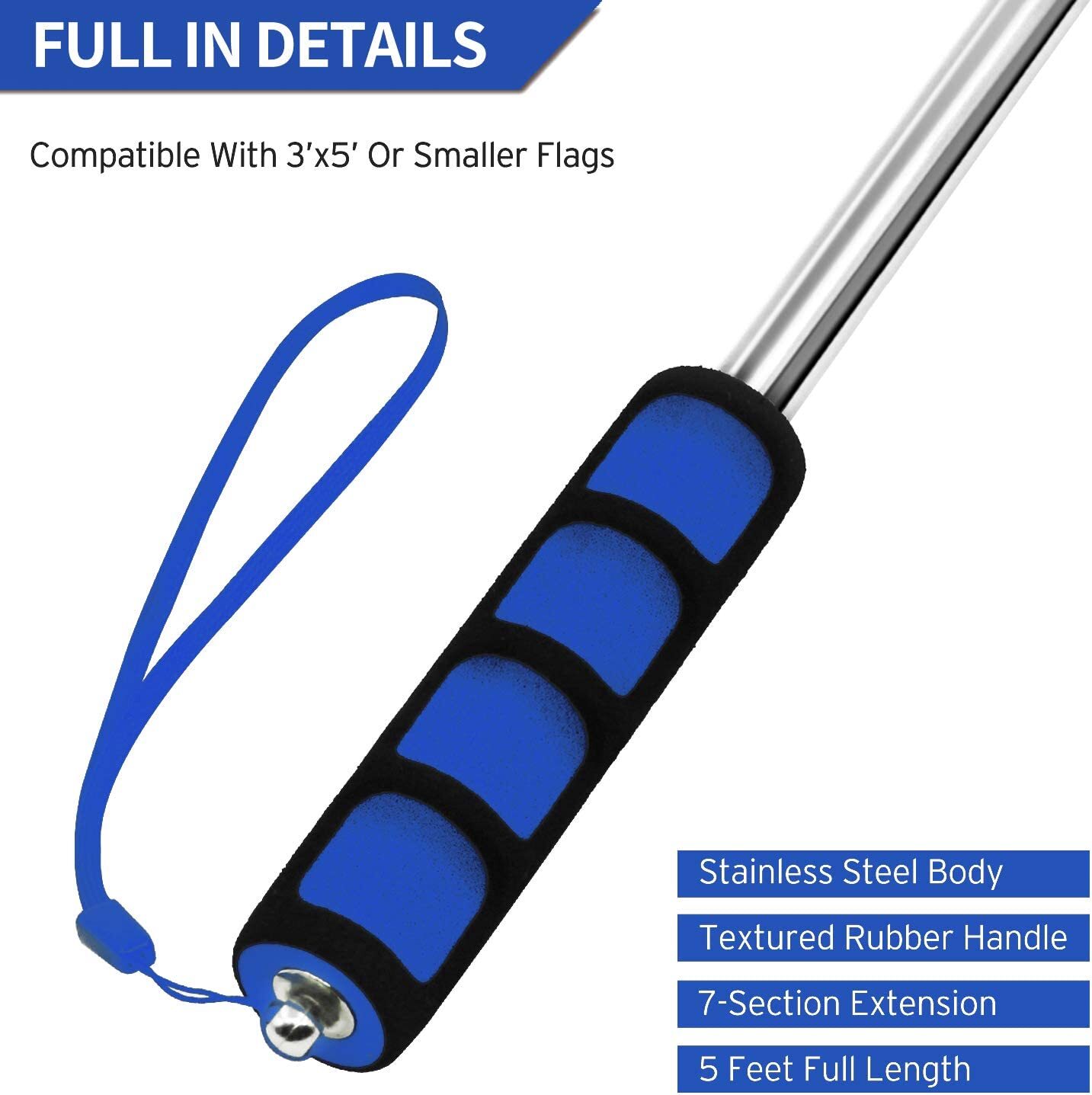 Anley 2 Pcs 5 Ft Telescopic Handheld Flagpoles Extendable Collapsable Flag Pole gallery