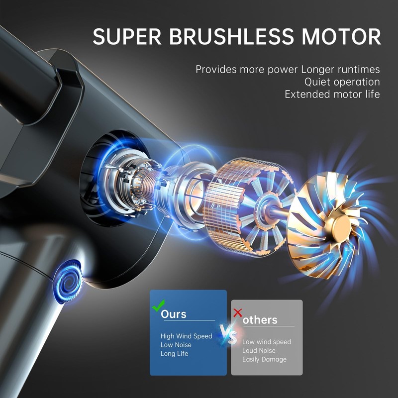 ATEngeus Compressed Air Duster, Stepless Speed Electric Duster with Black gallery