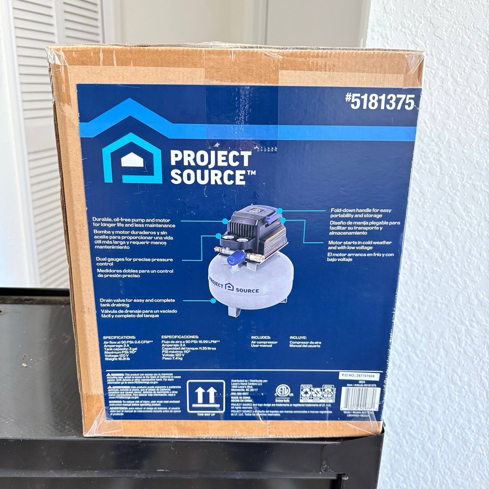 Project Source 3-Gallons Portable 110 PSI Pancake Air Compressor - NEW gallery