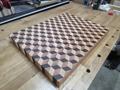 Handcrafted WENGE/CHERRY/MAPLE 3-D End Grain Cutting Board