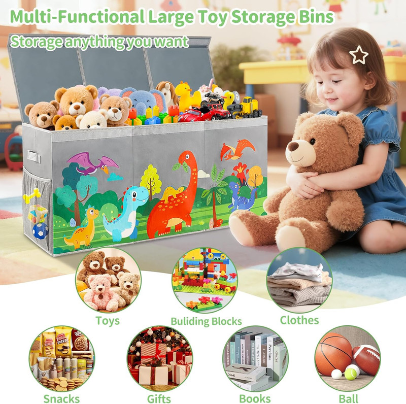 Extra Large Toy Box Chest with Lids Collapsible Storage Organizer for Kids | Din gallery