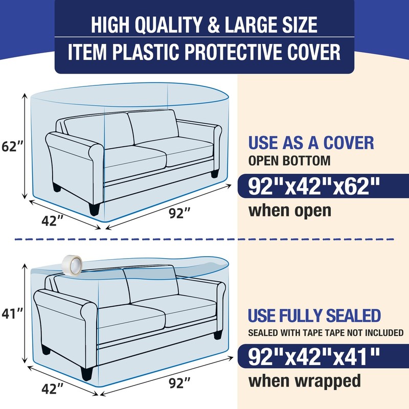 Extra Large Sofa Moving Cover for Storage Transportation, Sofa Couch Clear Pl... gallery