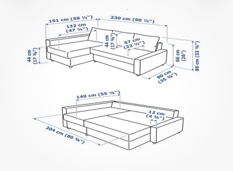 IKEA Sleeper Sofa Bed with Storage, Convertible, Brown, 230x151 cm gallery