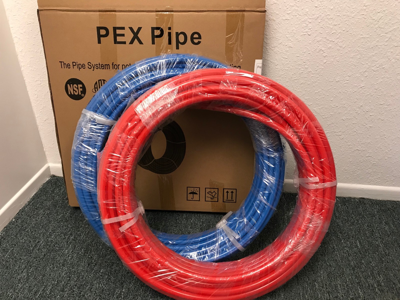 EFIELD 2 Rolls 1/2" x100ft (200ft) PEX-B Pipe/Tubing Red &Blue With Pipe Cutter gallery
