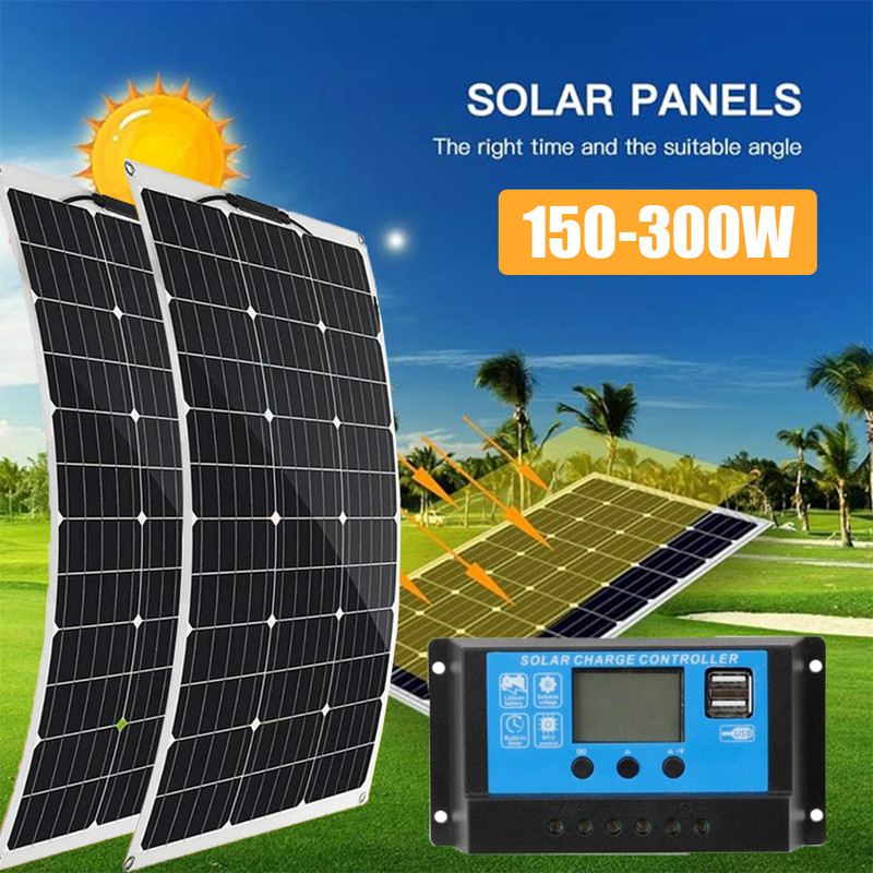 300W Solar Panel Kit With 30A Controller charger for outdoor Complete 12V USB gallery