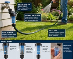 Garden Hose Inline Strainer Filter 50 Mesh w/ 90° Elbow Connector & Fittings Set