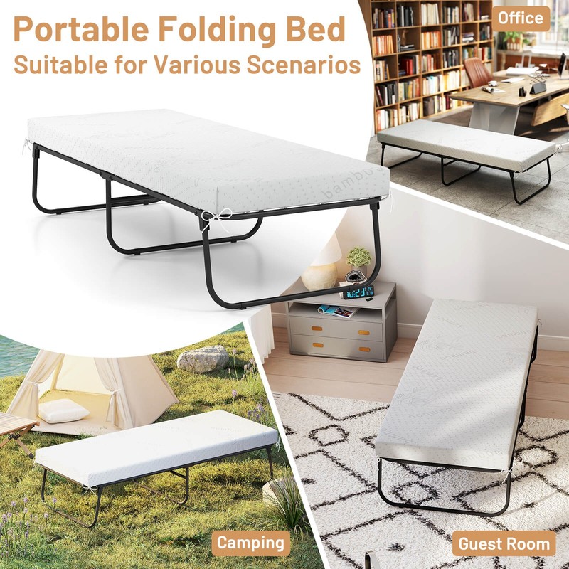 75" x 31" Folding Bed w/ Memory Foam Breathable Mesh & Heavy-Duty Metal Frame gallery