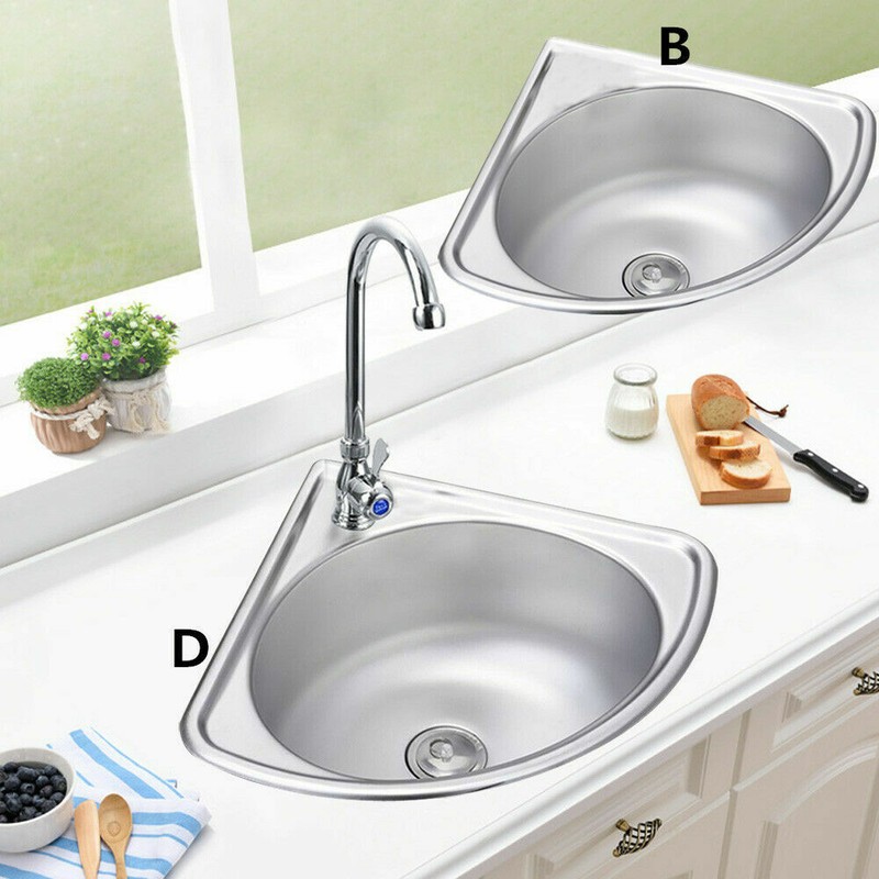 Corner Sink Thick Small Wall Mount Vessel Sink 304 Stainless Steel for Kitchen gallery