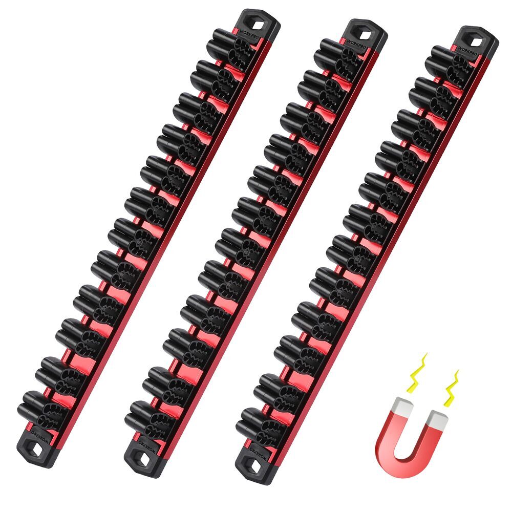 WORKPRO Magnetic Screwdriver Organizer Wrench Organizer 3PC Aluminum Tool Holder gallery