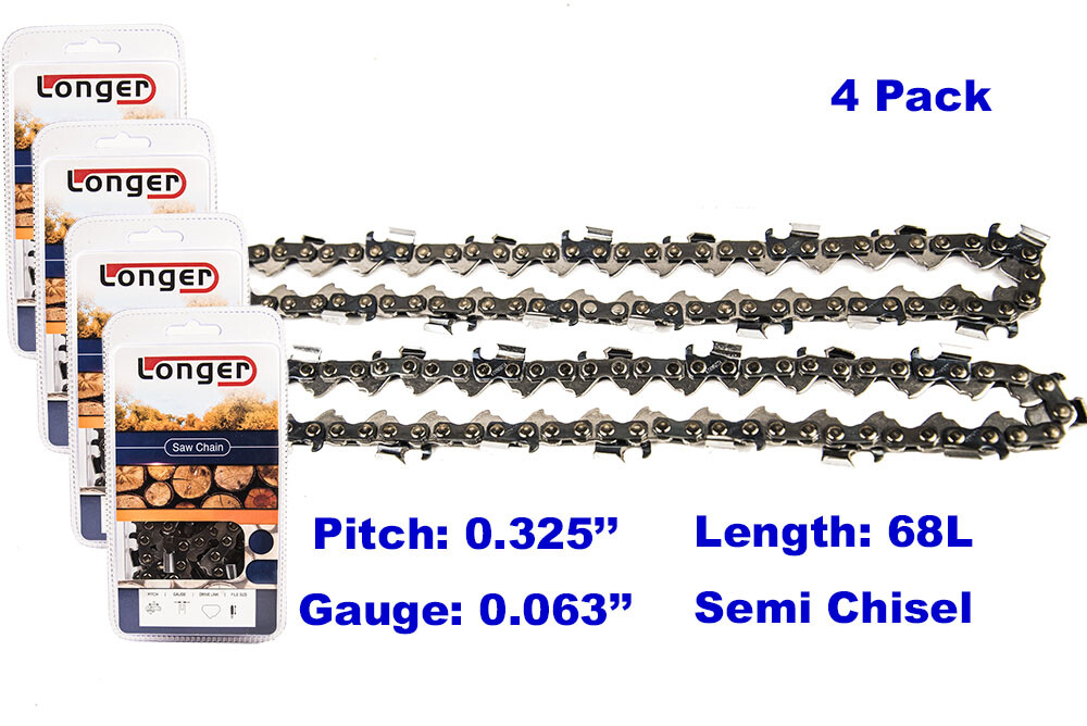 4pcs 18" Chainsaw Chain Blade 0.325'' Pitch 0.063 Gauge 68 DL For STIHL gallery