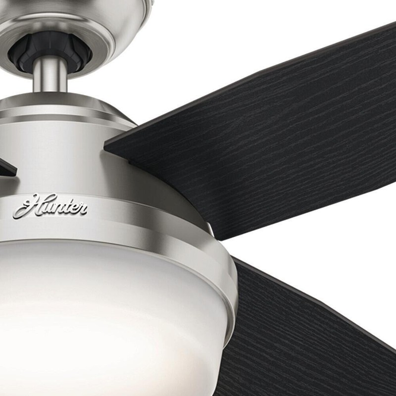 44" Brushed Nickel Indoor LED Ceiling Fan Painted Cased White Glass Bowl Shade gallery