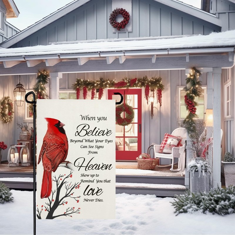 Cryfox Winter Cardinal Garden Flag Religion Decorative Yard Flag for Garden P... gallery