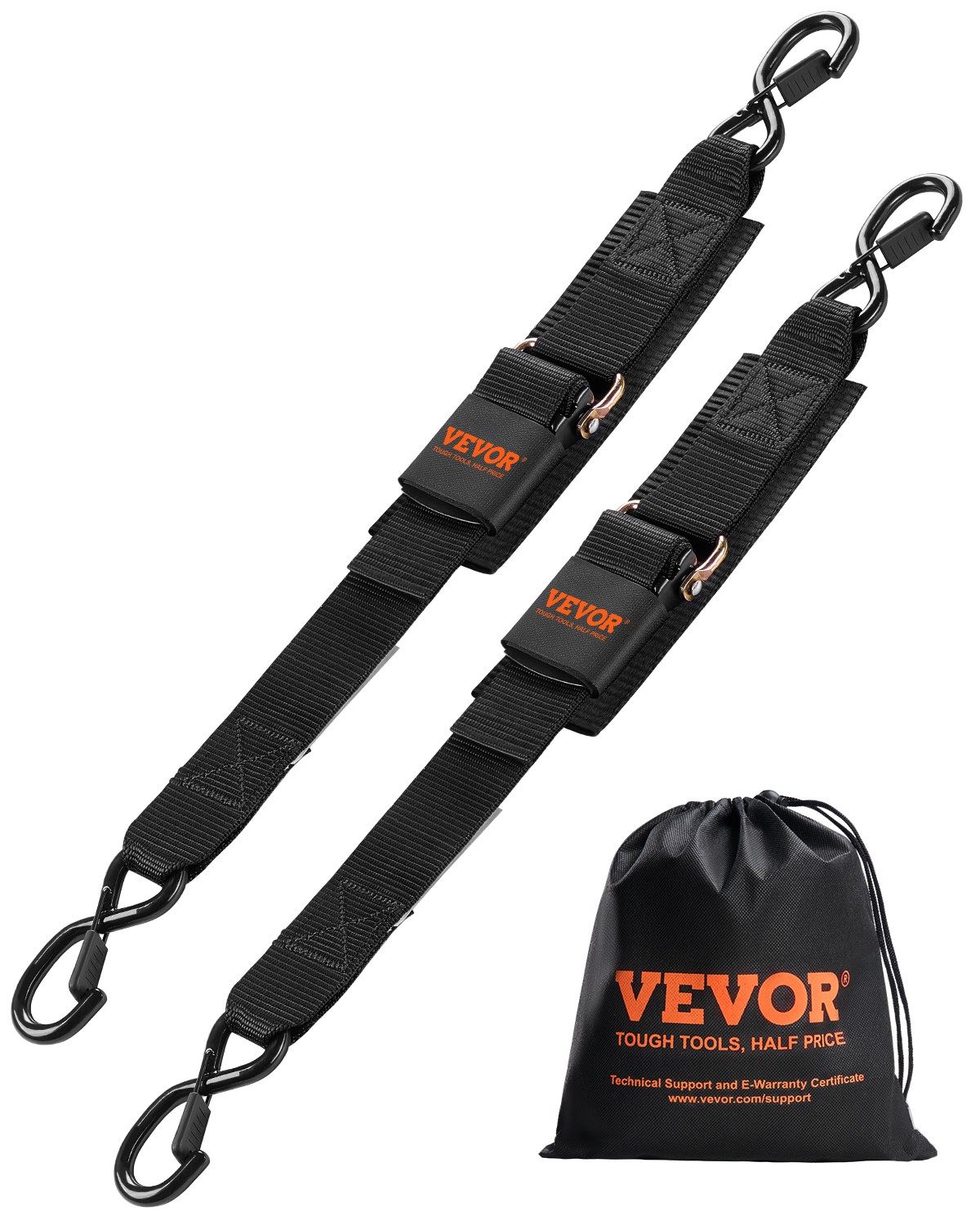 VEVOR 2 Pack Retractable Ratchet Straps 2"x 2' Trailer Tie Down Straps 500 lbs gallery