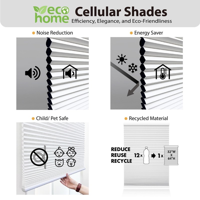 Cordless Polyester Blackout Cellular Shade 1-Piece White 35" W x 72" L gallery