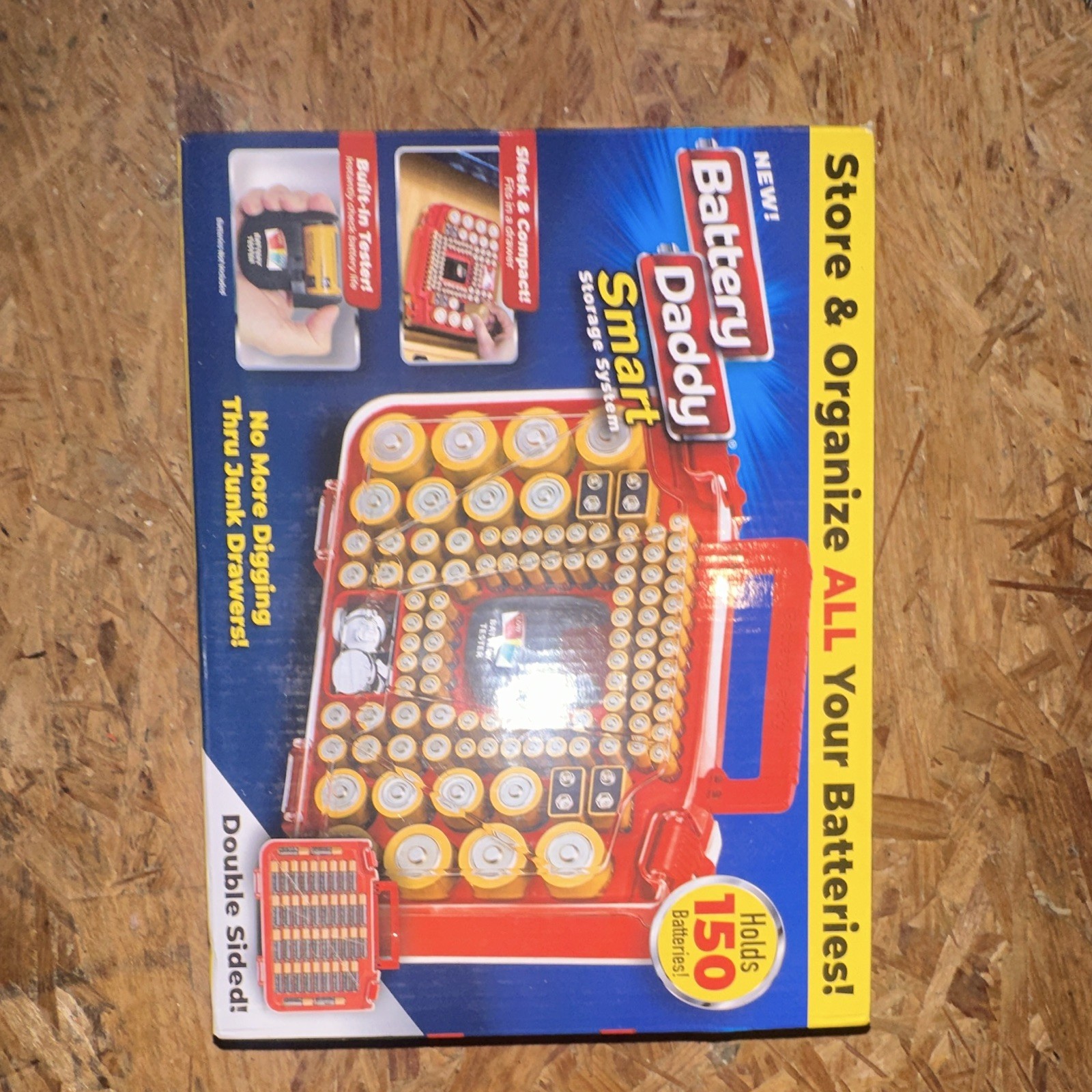 Ontel Battery Daddy Smart Battery Storage Box 150 Capacity w/ Tester, Red/Clear gallery