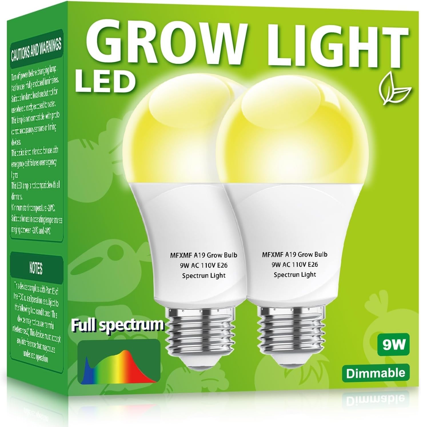 2 Pack LED Grow Light Bulbs A19 Bulb, Full Spectrum Plant Light Bulb, 9W E26 Gro gallery