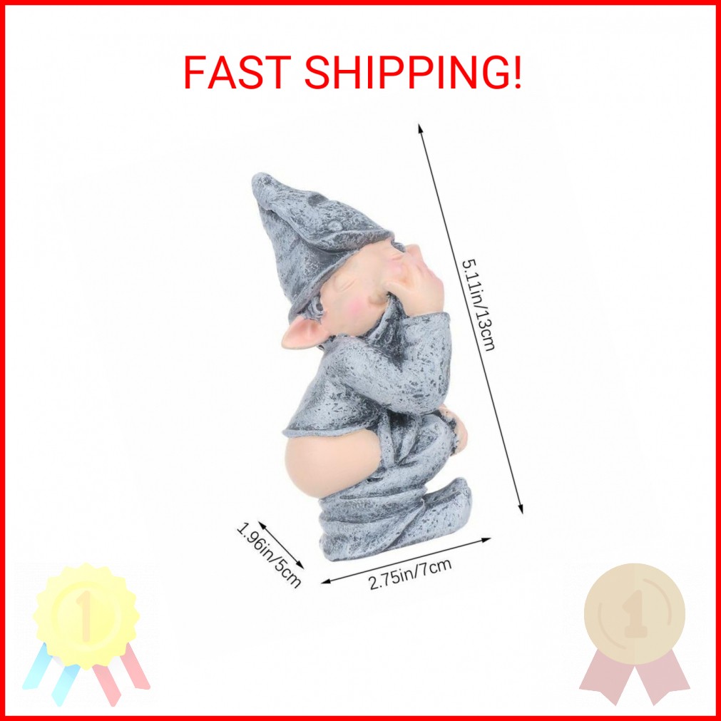 THE PERFECT PART Funny Pooping Mini Statue, Naughty Resin Garden Gnome for Decor gallery