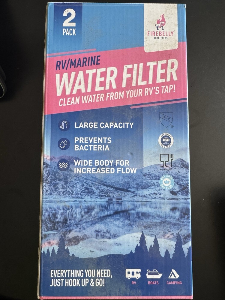 Firebelly Outfitters Inline Water Filter 2 Pack KDF/Carbon RV Marine White