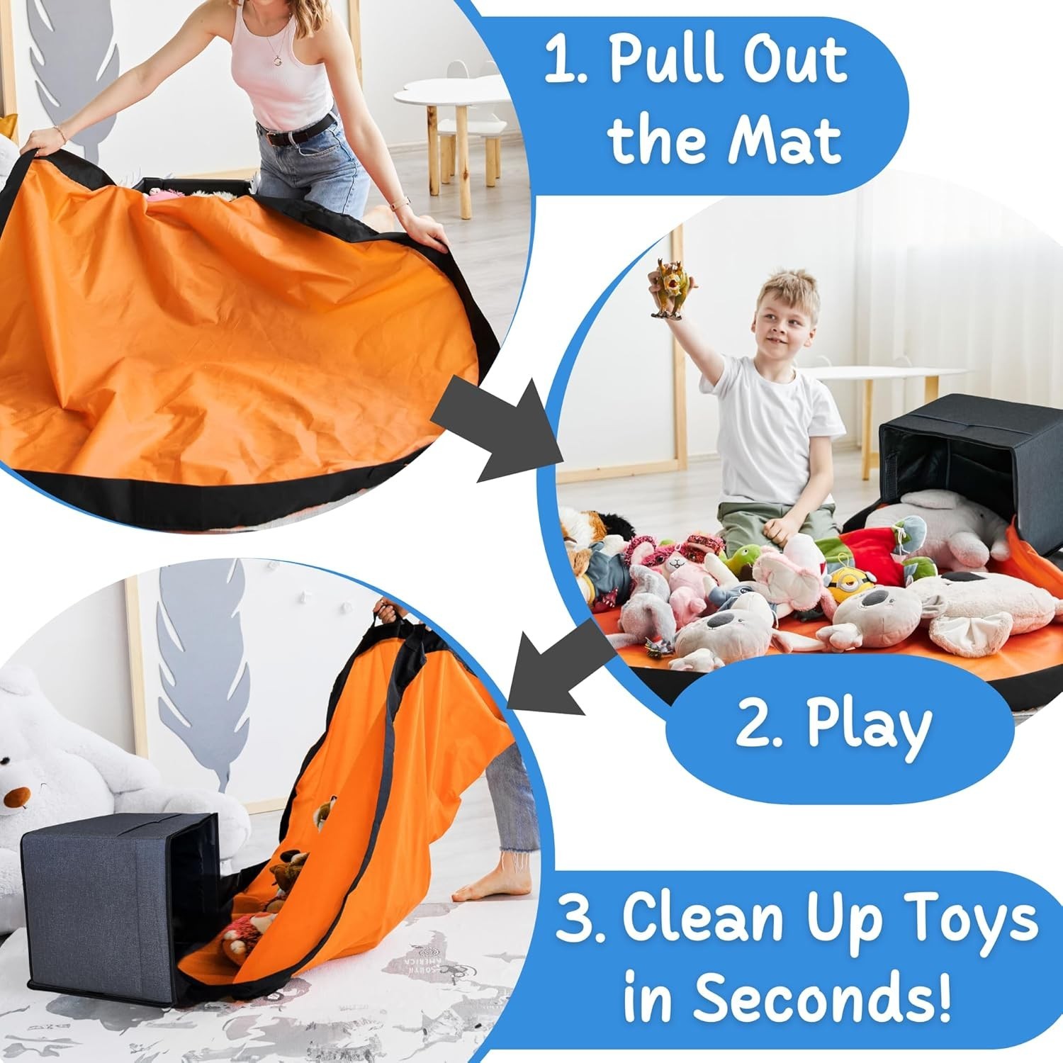 XL Toy Storage Organizer with Play Mat - Storage Bag/Box for Kids, Boys, Girls, gallery