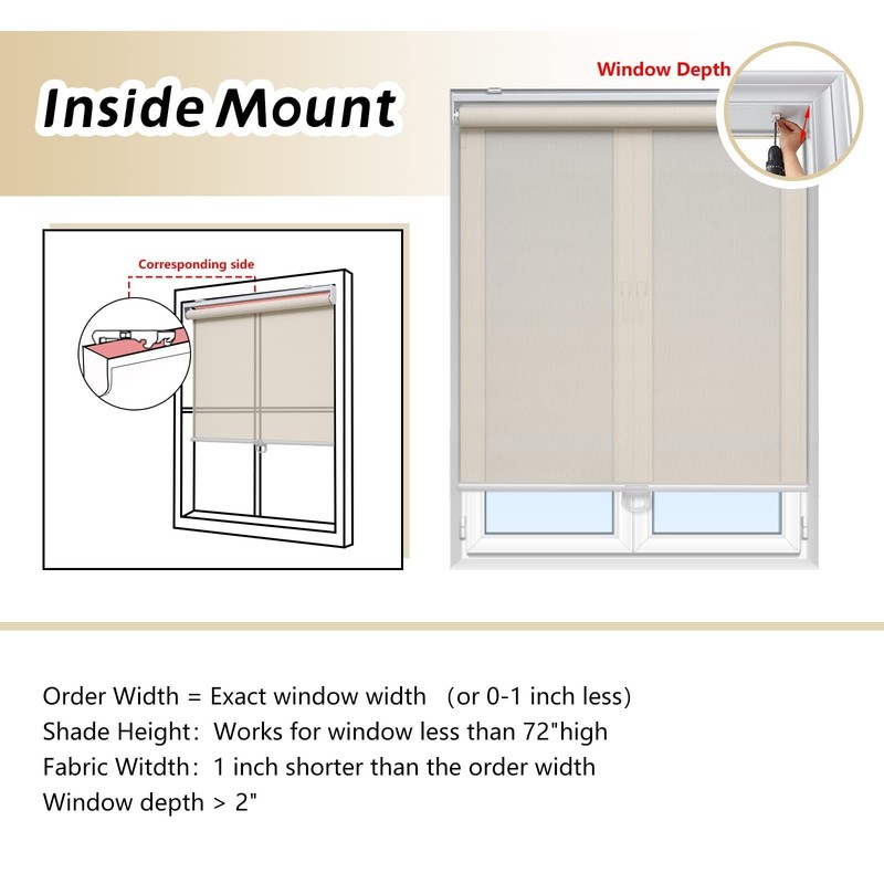 Cordless Roller Shades for Windows Light Filtering Shades with 5% Openness So... gallery