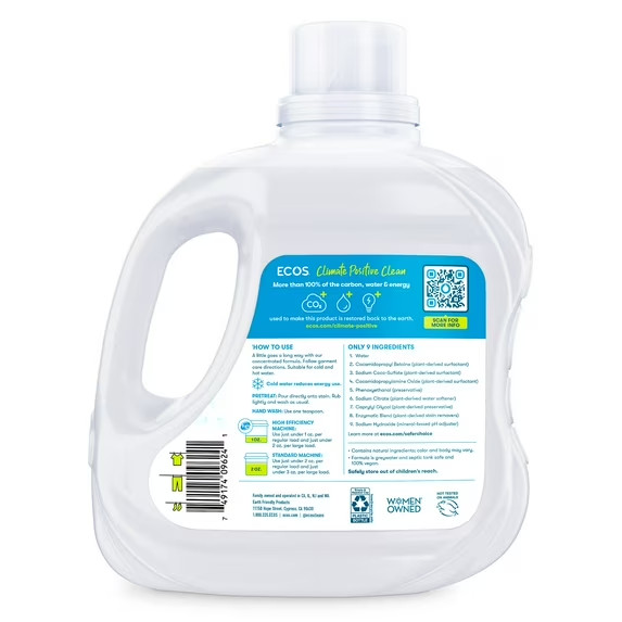 ECOS Free & Clear Hypoallergenic Laundry Detergent 110 Oz 120 Loads gallery