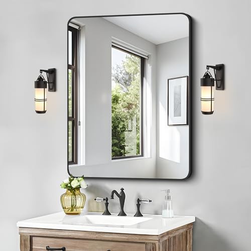 Bathroom Mirror 30" X 40", Large Rectangular Wall Mirror 40"L x 30"W Black gallery