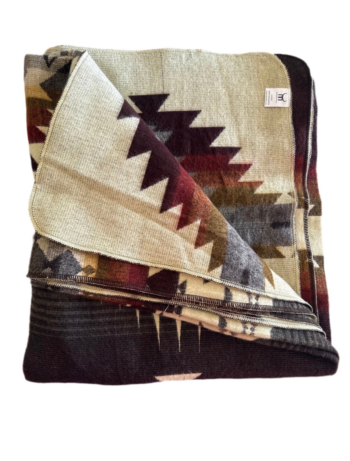 Alpaca Blanket - Cozy Colorful Native Pattern Throw - Made in Ecuador - 20268 gallery