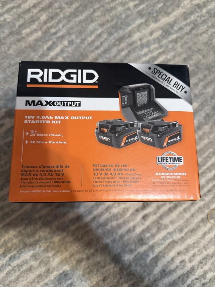 🔋 18V MAX Output Starter Kit with (2) 4.0 Ah Batteries and Charger by RIDGID