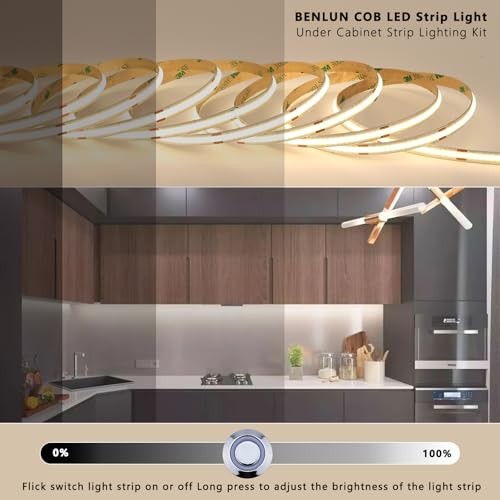 12V COB LED Under Cabinet Strip Lighting Kit 32.8ft, 4000K Natural White 4000K gallery