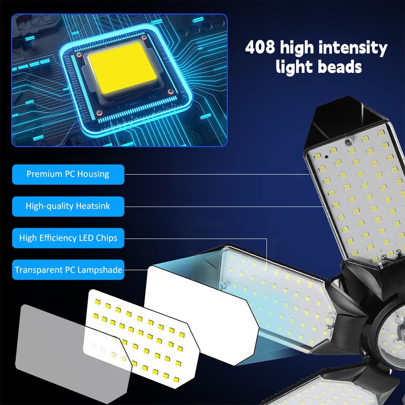 1-4 Pcs LED Deformable LED Garage Light Bright Shop Ceiling Lights Fixture Bulb gallery