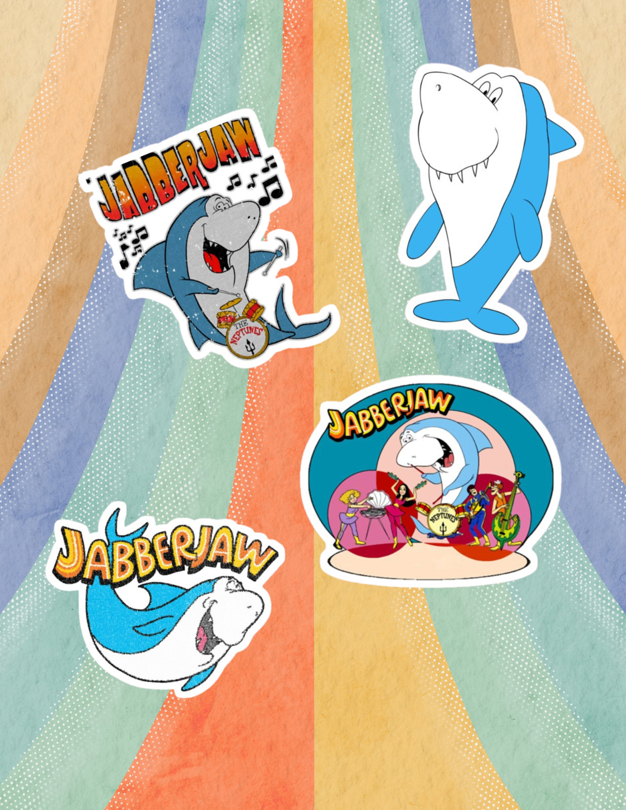 Jabberjaw Retro Carton 4pc Sticker Pack gallery
