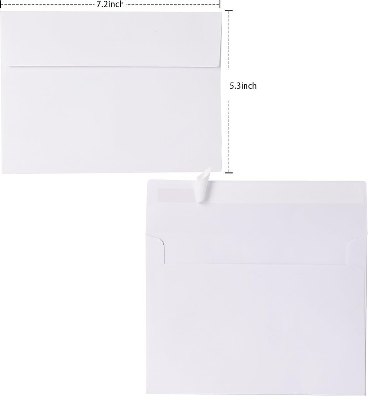 5x7 Envelopes 50 Pack, A7 White Envelopes for Invitations, 5 1/4” x 7 1/4” La... gallery