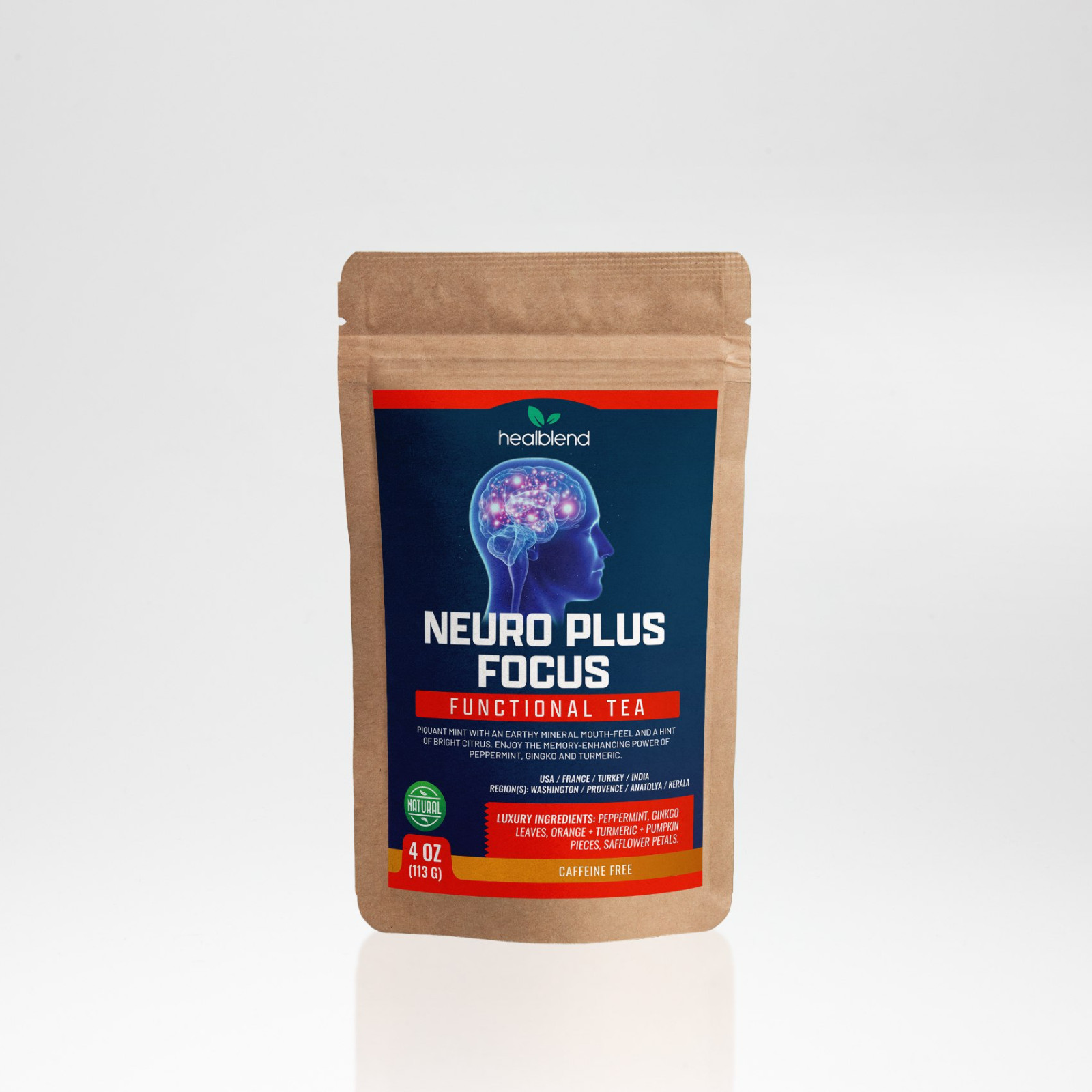 Neuro Plus Focus Herbal Tea 4oz – Caffeine-Free Brain Support with Ginkgo & Mint gallery