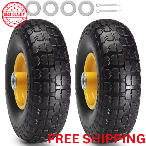 Solid PU Run-Flat Tire Wheel Flat Free Tubeless Tire 10" 2-Pack 180 lbs gallery