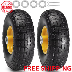 Solid PU Run-Flat Tire Wheel Flat Free Tubeless Tire 10″ 2-Pack 180 lbs