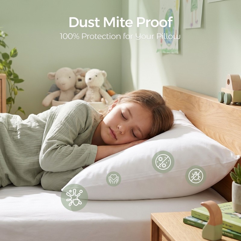 Microban Cotton Pillow Protector Dust Mite Proof, OEKO-TEX, Zippered, 2/4/6 Pack gallery