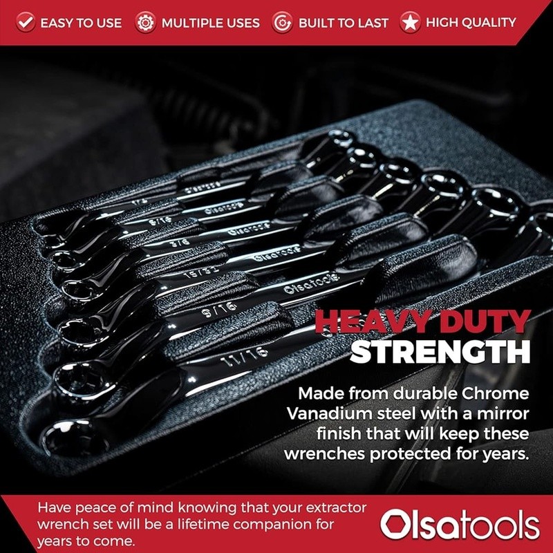 6pc Box End Wrench Set Offset Chrome Vanadium Steel Tool Organizer Tray New gallery