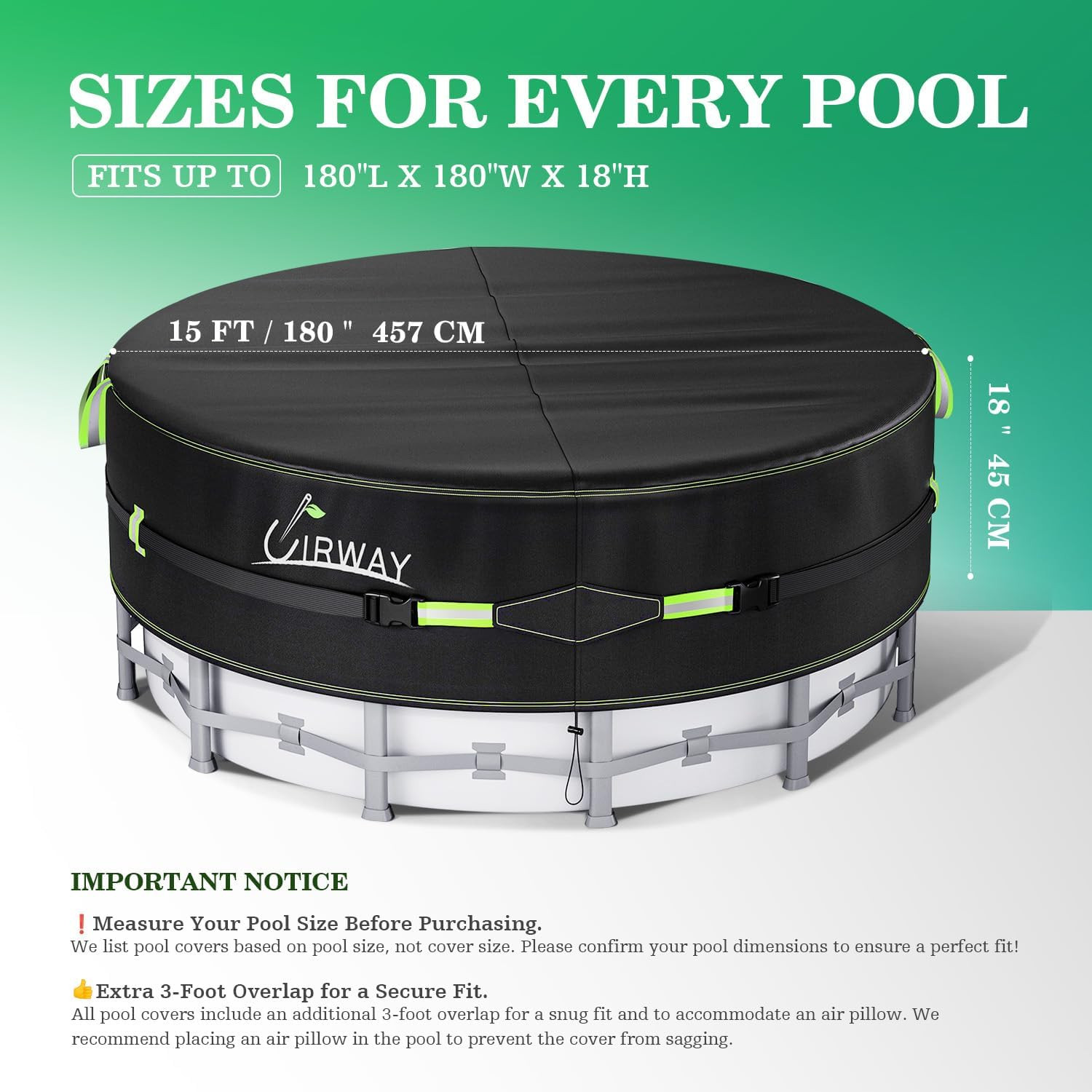 18 Ft round Pool Cover with Reflective Strips, Swimming Pool Cover for above Gro gallery